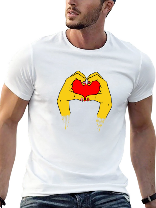 Heart Hands Graphic Tee - Trendy Black T-Shirt