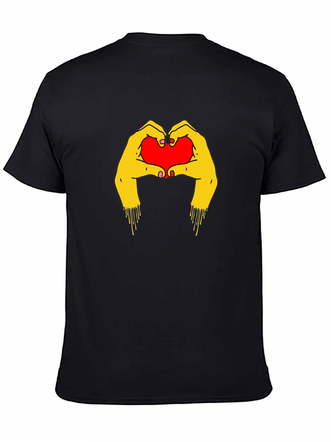 Heart Hands Graphic Tee - Trendy Black T-Shirt