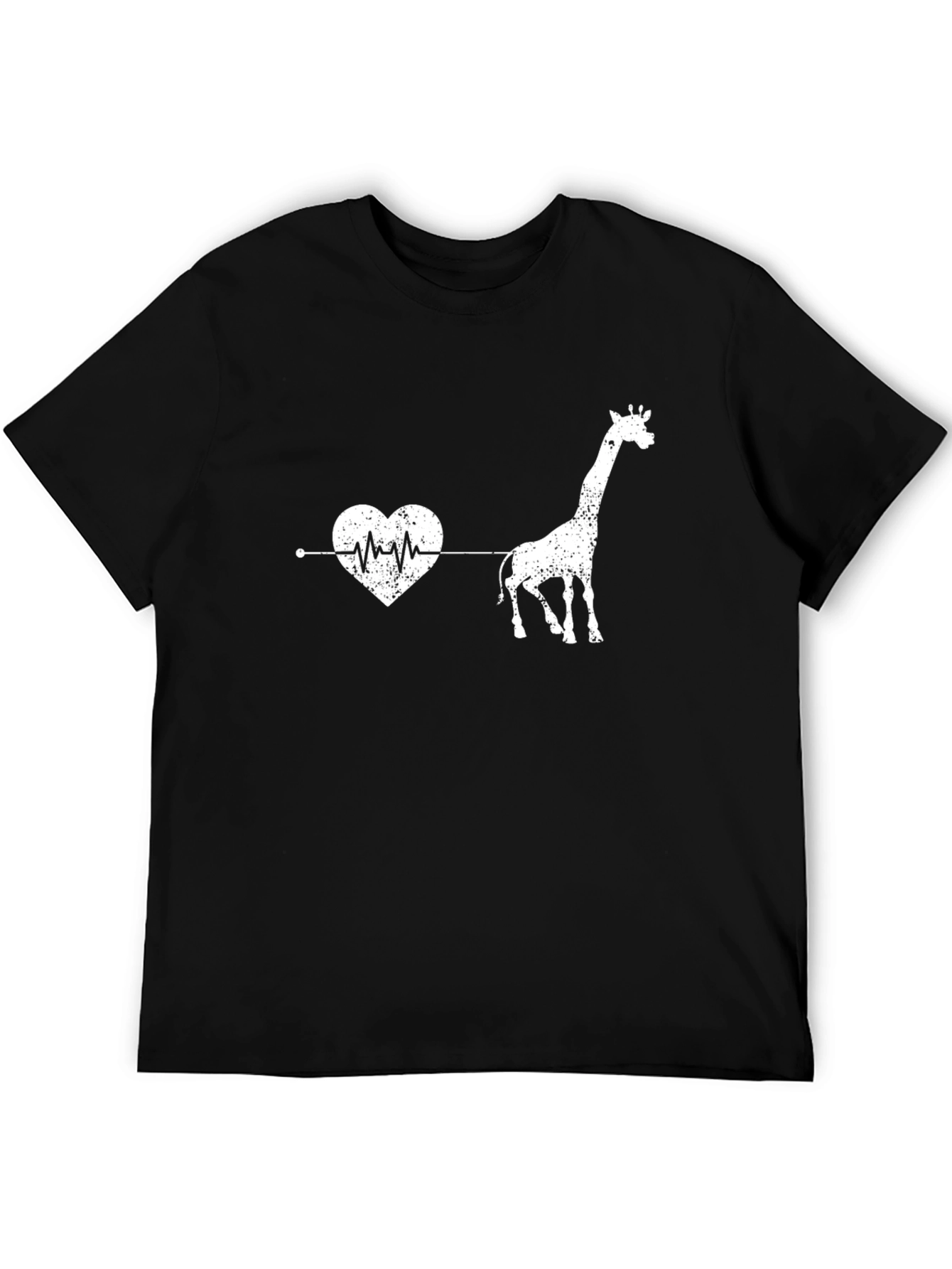 Giraffe Heartbeat T-Shirt - Black