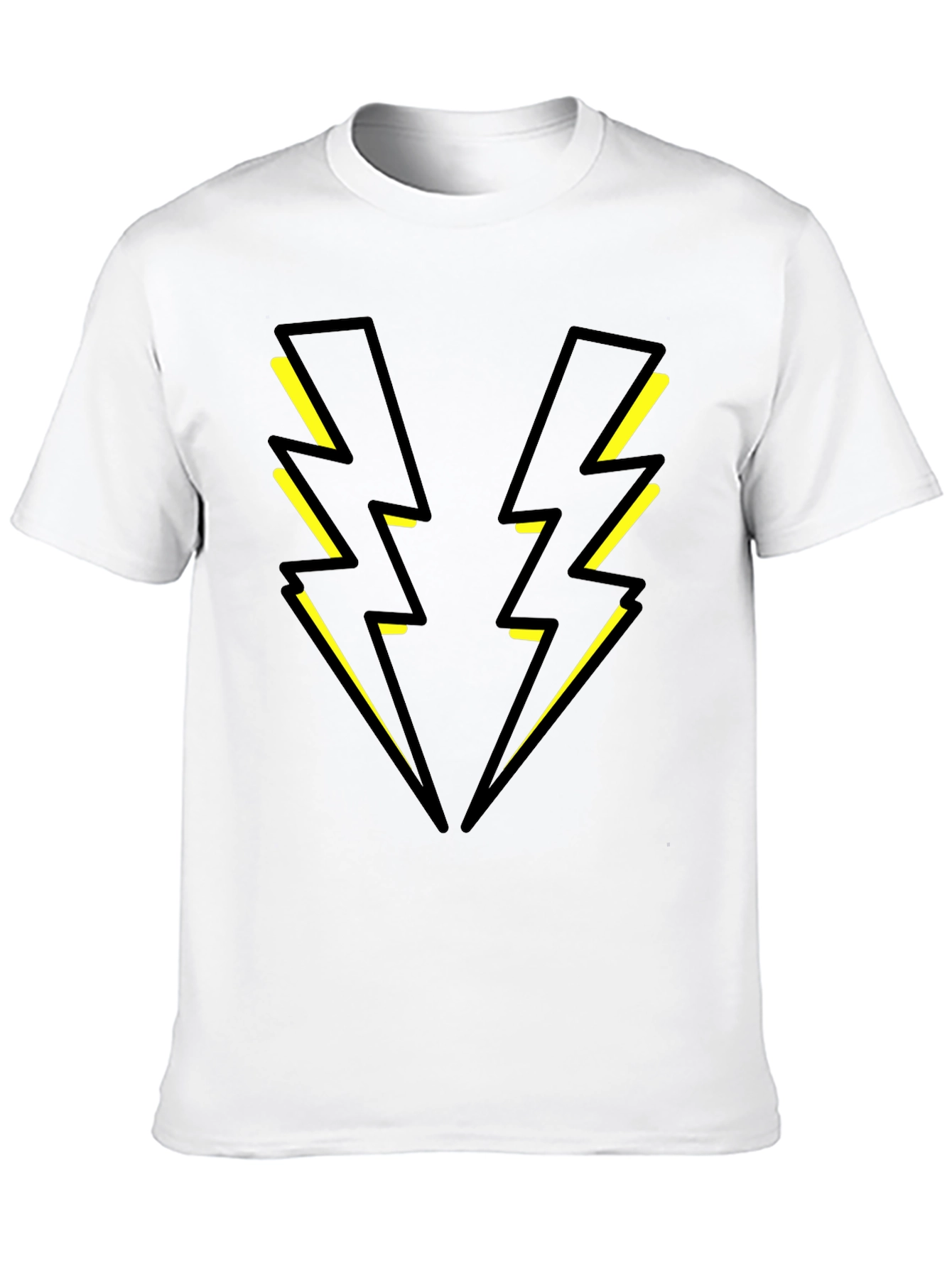Black T-Shirt with Yellow Lightning Bolt Design