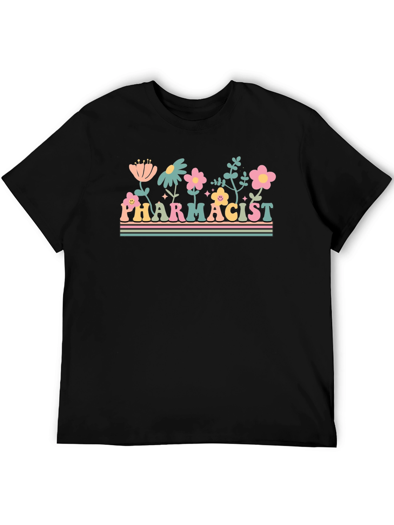 Floral Pharmacist Graphic Tee - Unisex Black T-Shirt