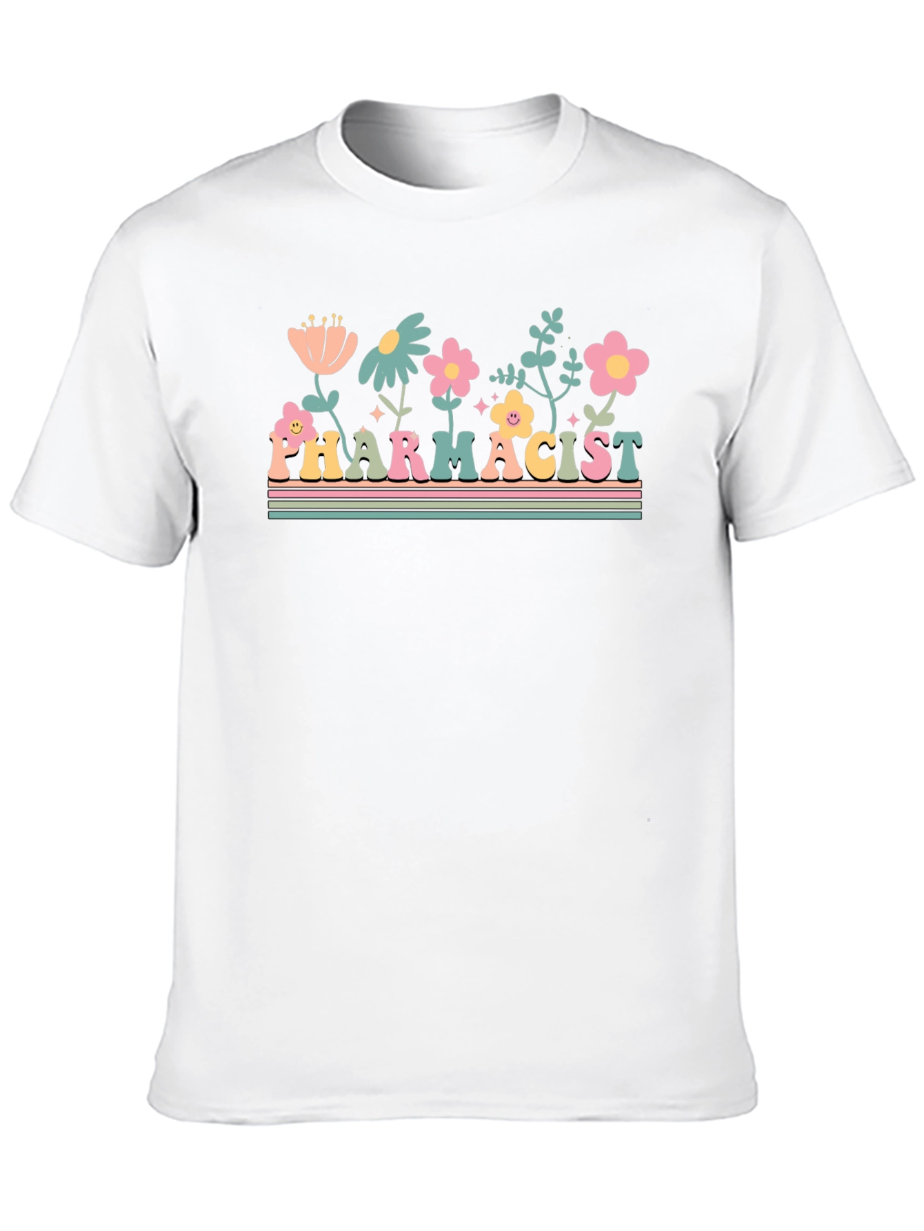 Floral Pharmacist Graphic Tee - Unisex Black T-Shirt
