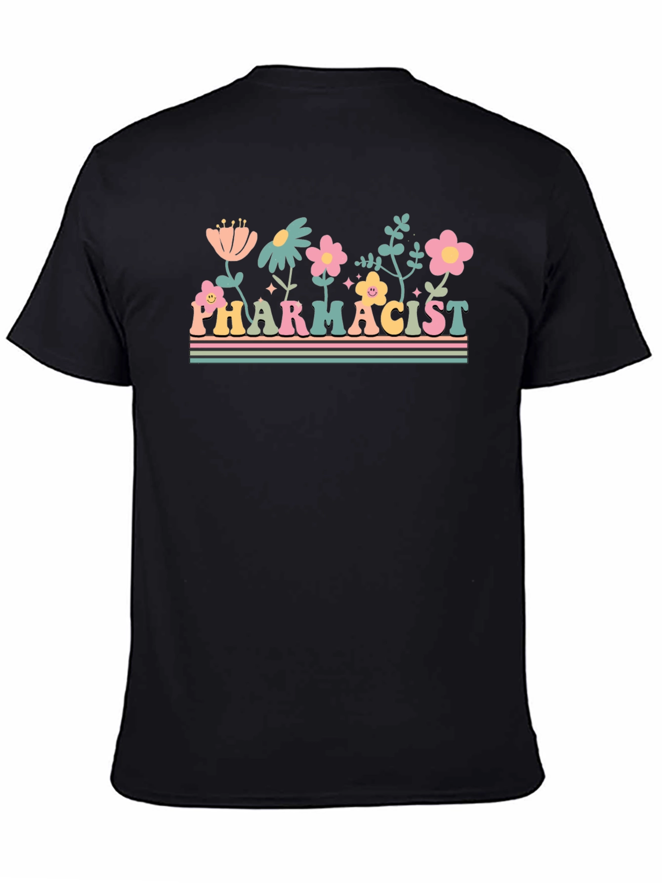 Floral Pharmacist Graphic Tee - Unisex Black T-Shirt