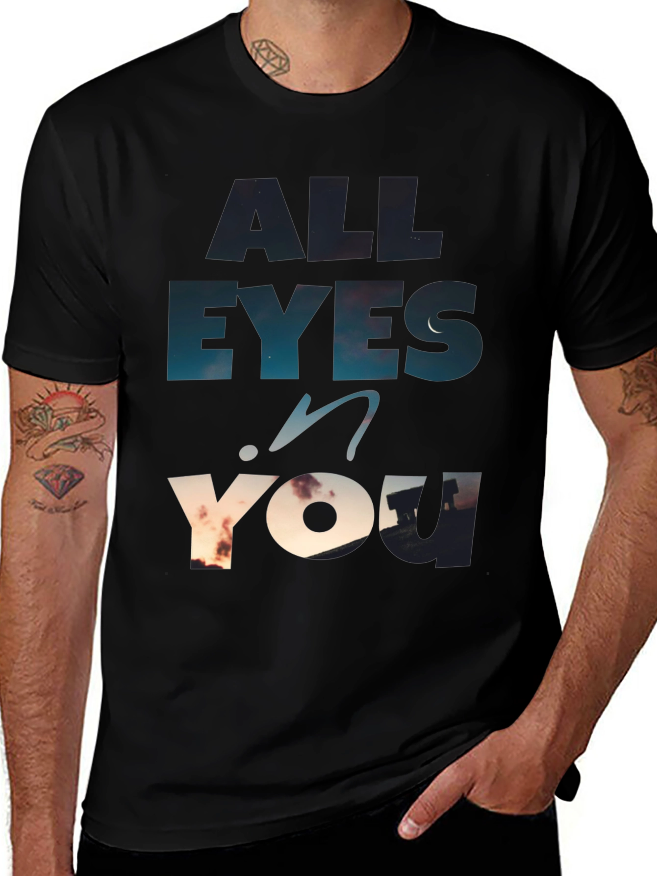 All Eyes On You Graphic Tee - Black