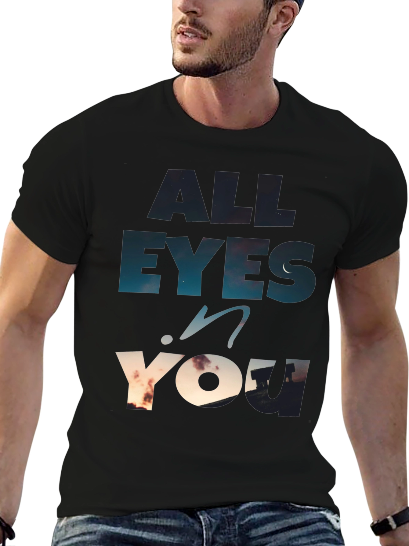 All Eyes On You Graphic Tee - Black