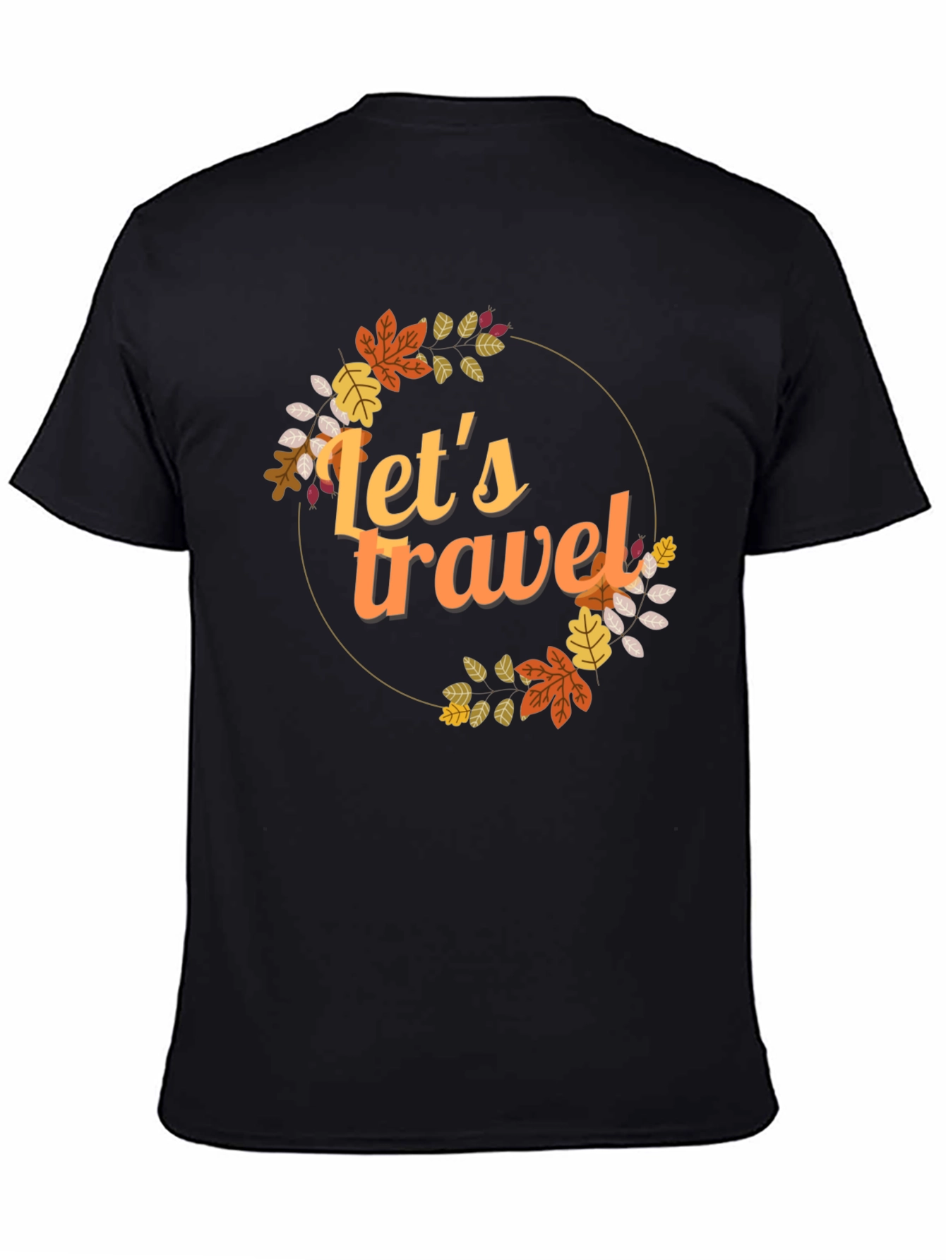 Lets Travel Fall Leaves Graphic Tee - Black