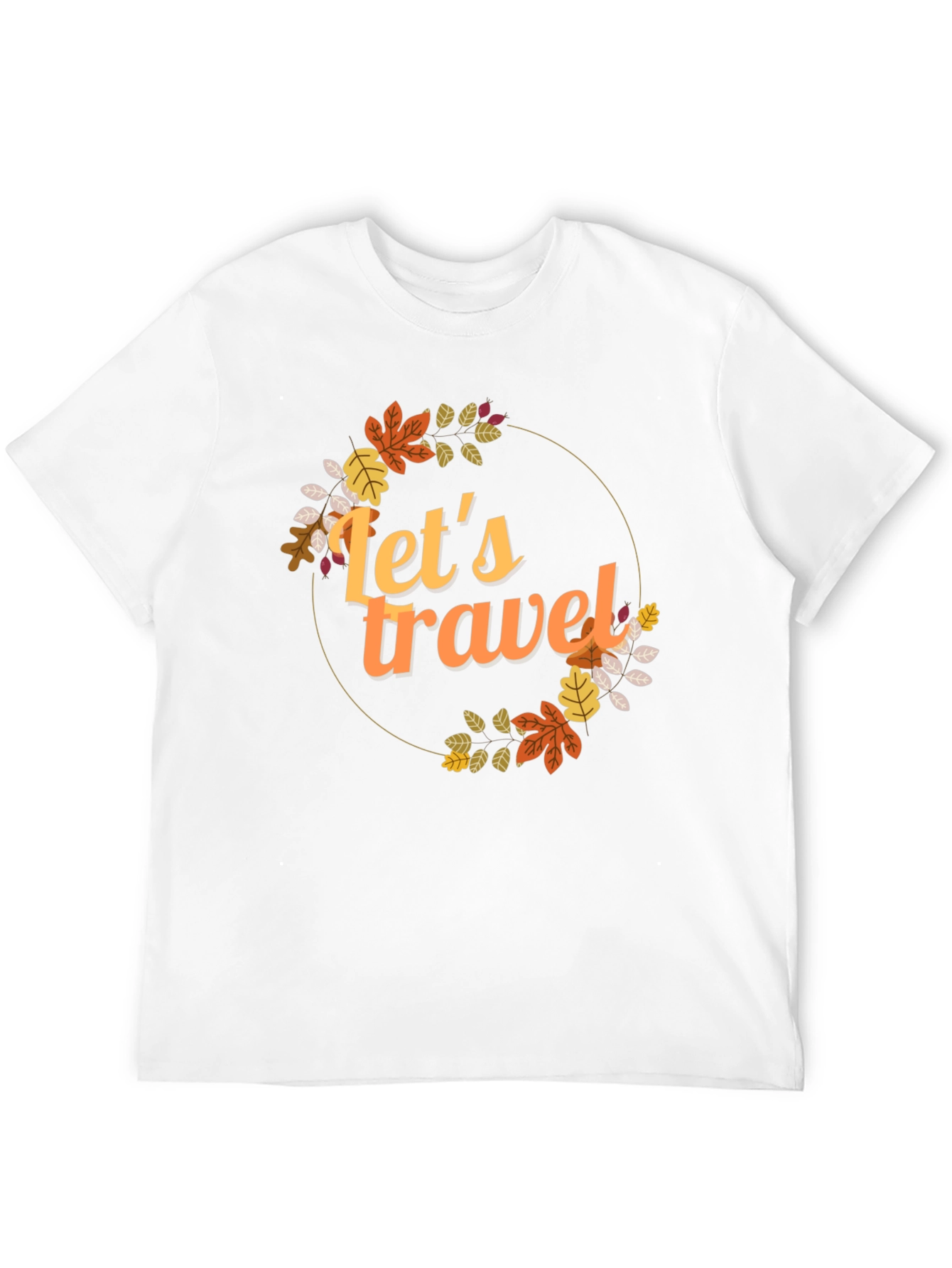 Lets Travel Fall Leaves Graphic Tee - Black
