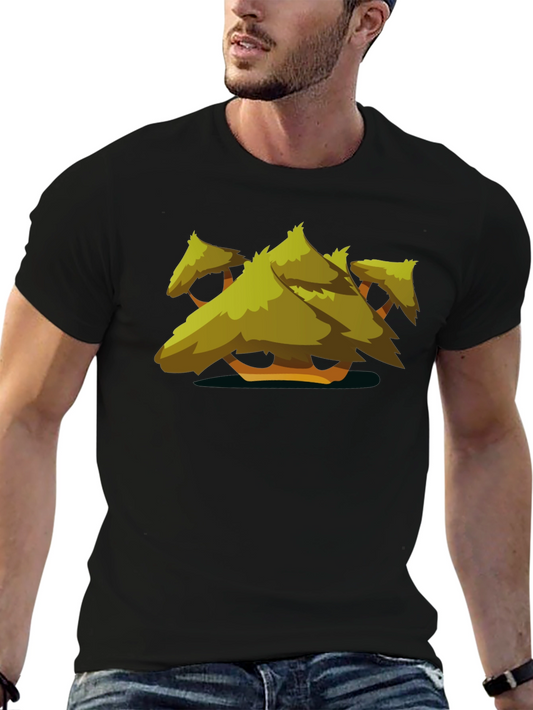 Stylized Tree Graphic Black T-Shirt