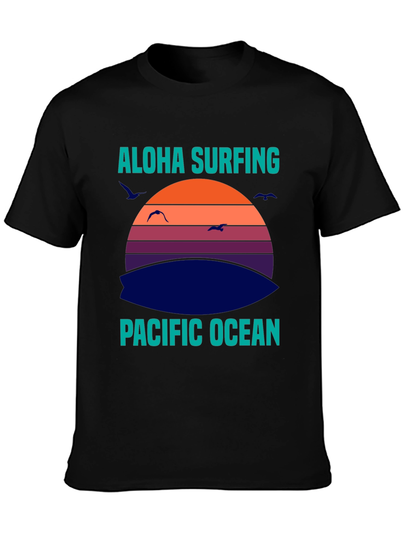 Aloha Surfing Pacific Ocean Graphic T-Shirt