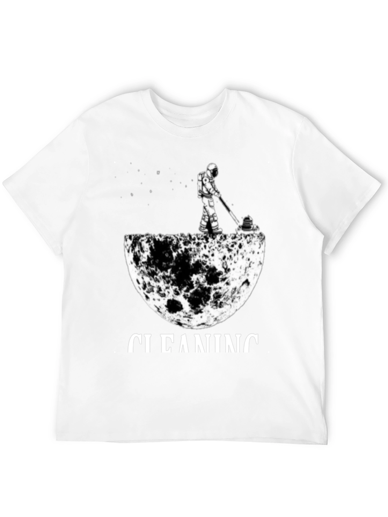 Astronaut Moon Cleaning T-Shirt - Unique Graphic Tee