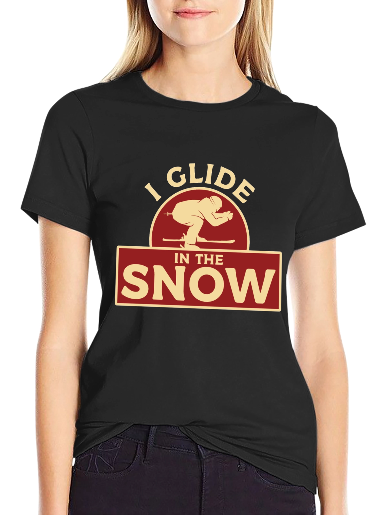 I Glide In The Snow Skiing Graphic T-Shirt