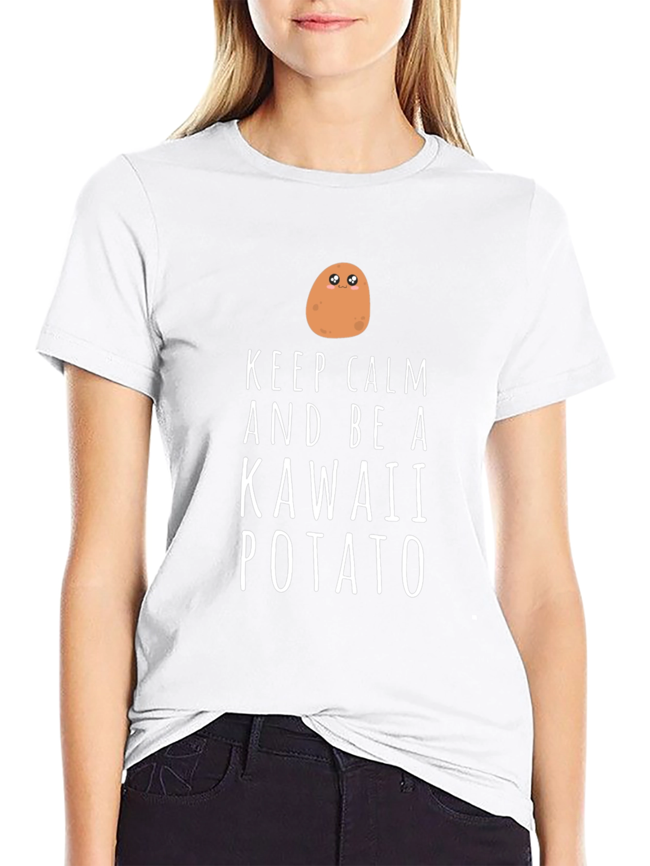 Keep Calm Kawaii Potato T-Shirt - Funny Cute Tee