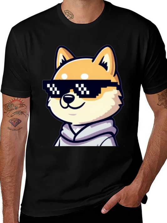 Cool Doge Meme Graphic Tee - Black