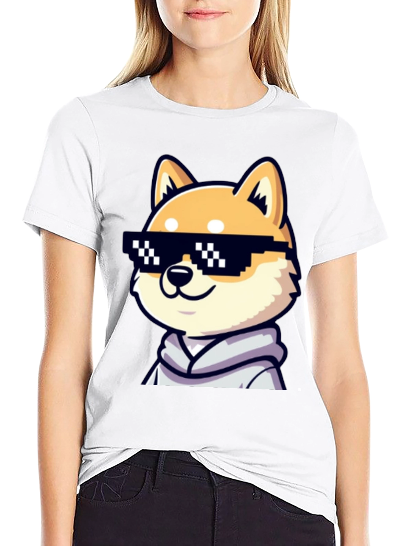 Cool Doge Meme Graphic Tee - Black