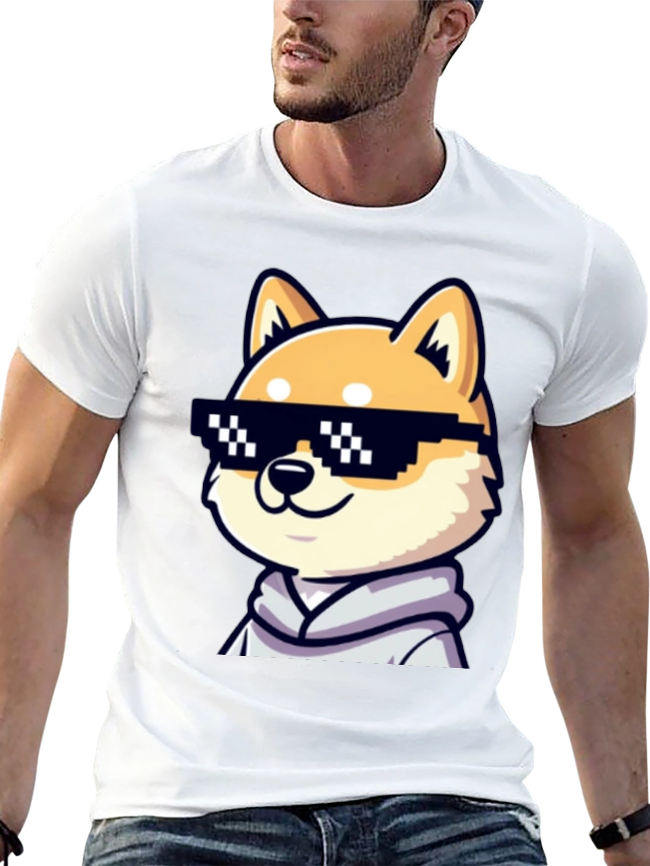 Cool Doge Meme Graphic Tee - Black