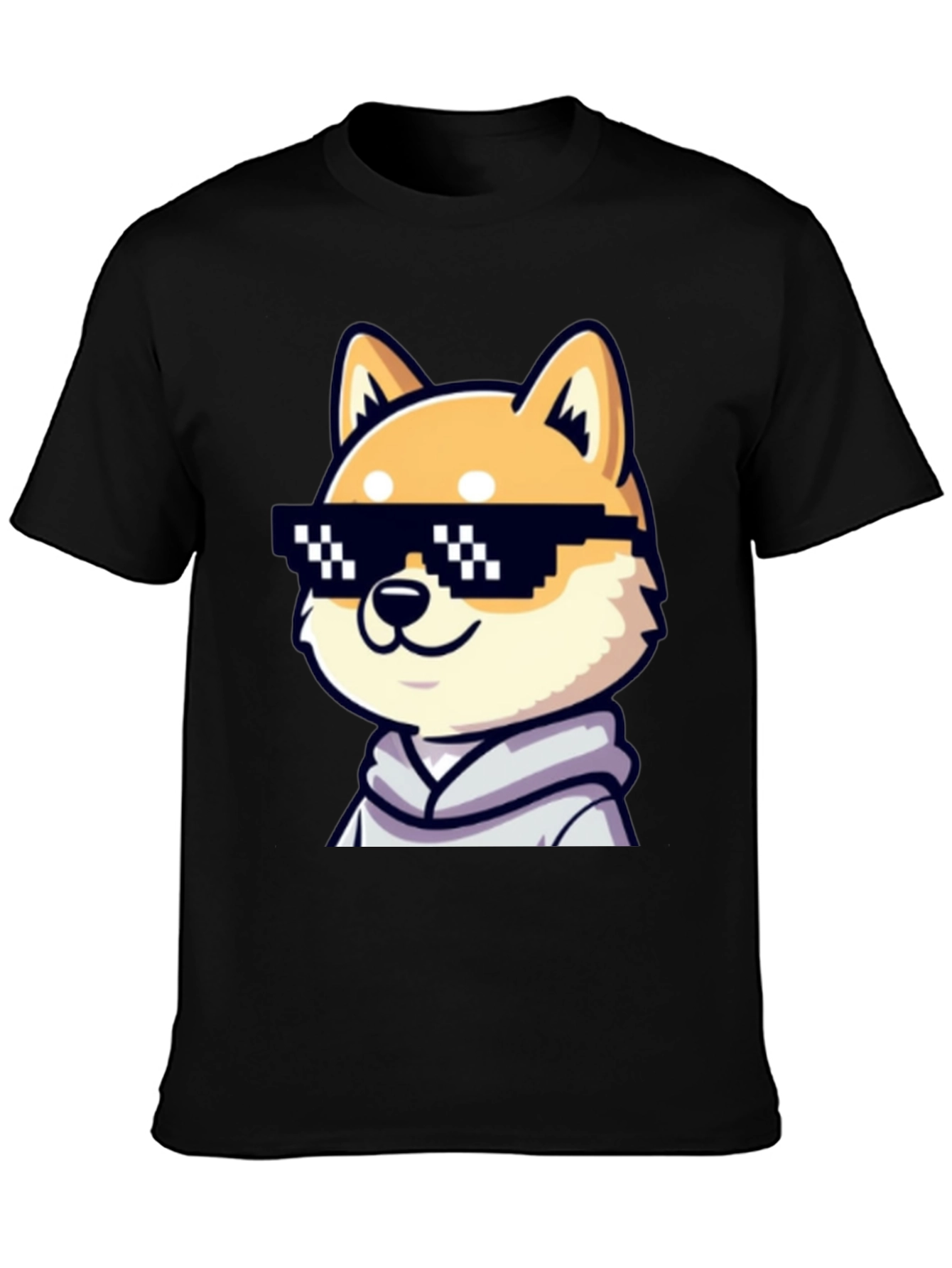 Cool Doge Meme Graphic Tee - Black