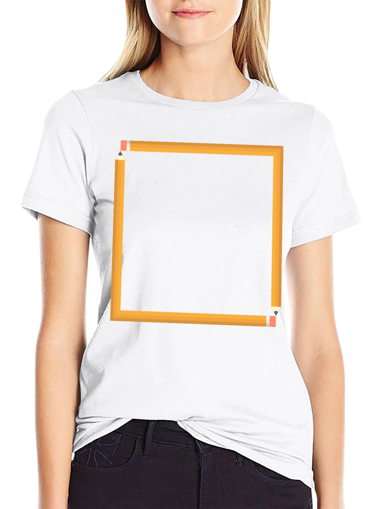 Pencil Square Graphic Black T-Shirt