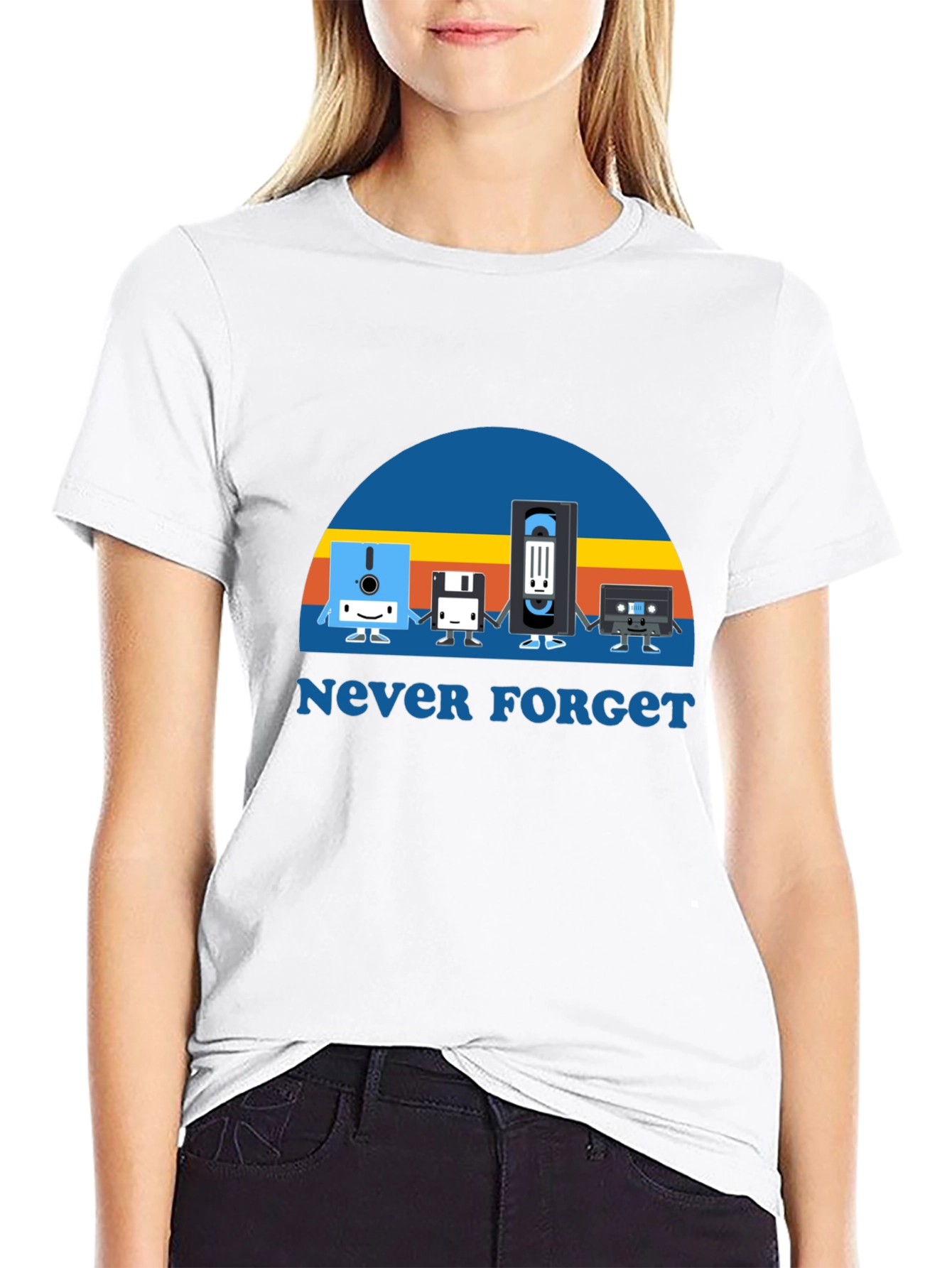 Never Forget Retro Tech Black T-Shirt