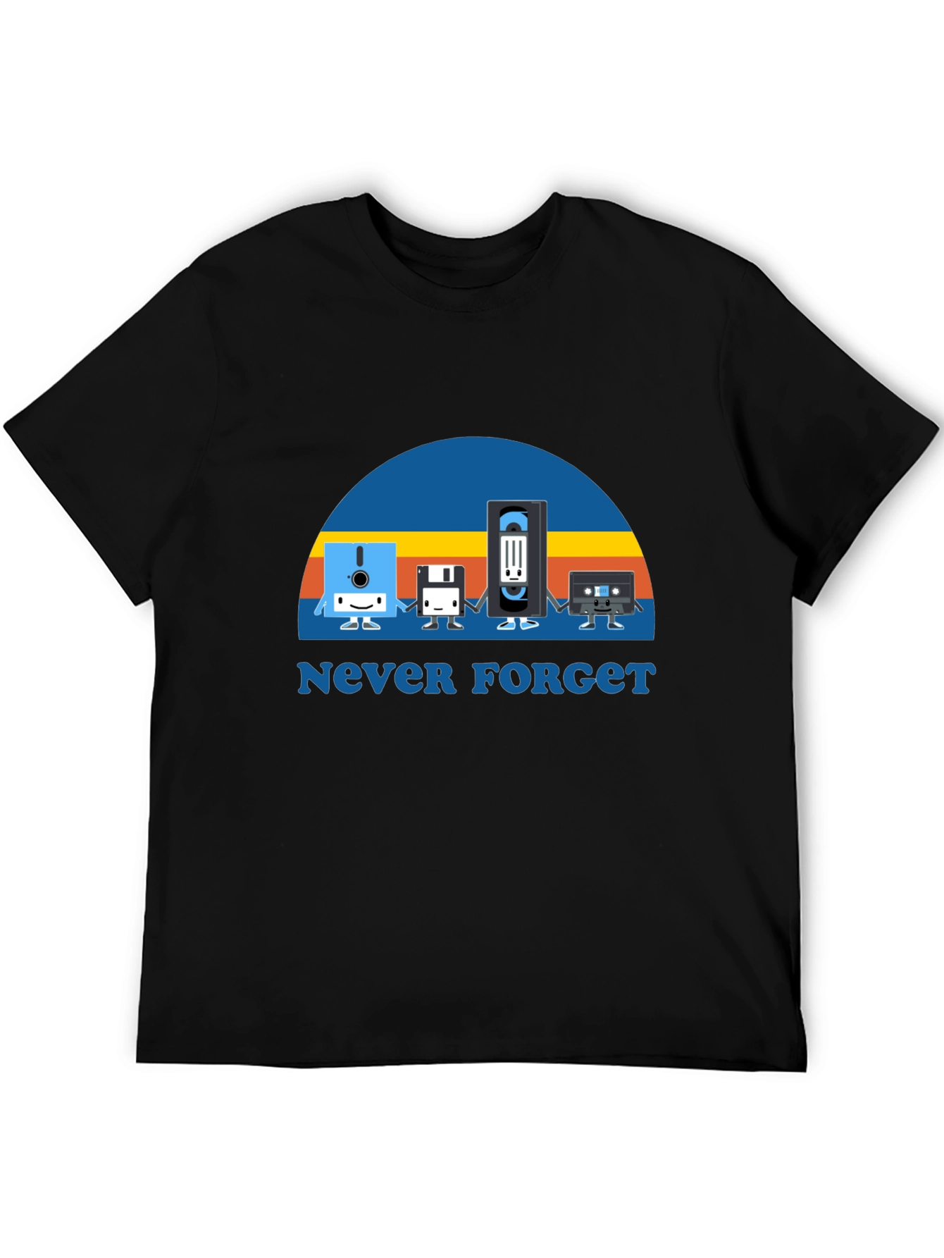 Never Forget Retro Tech Black T-Shirt
