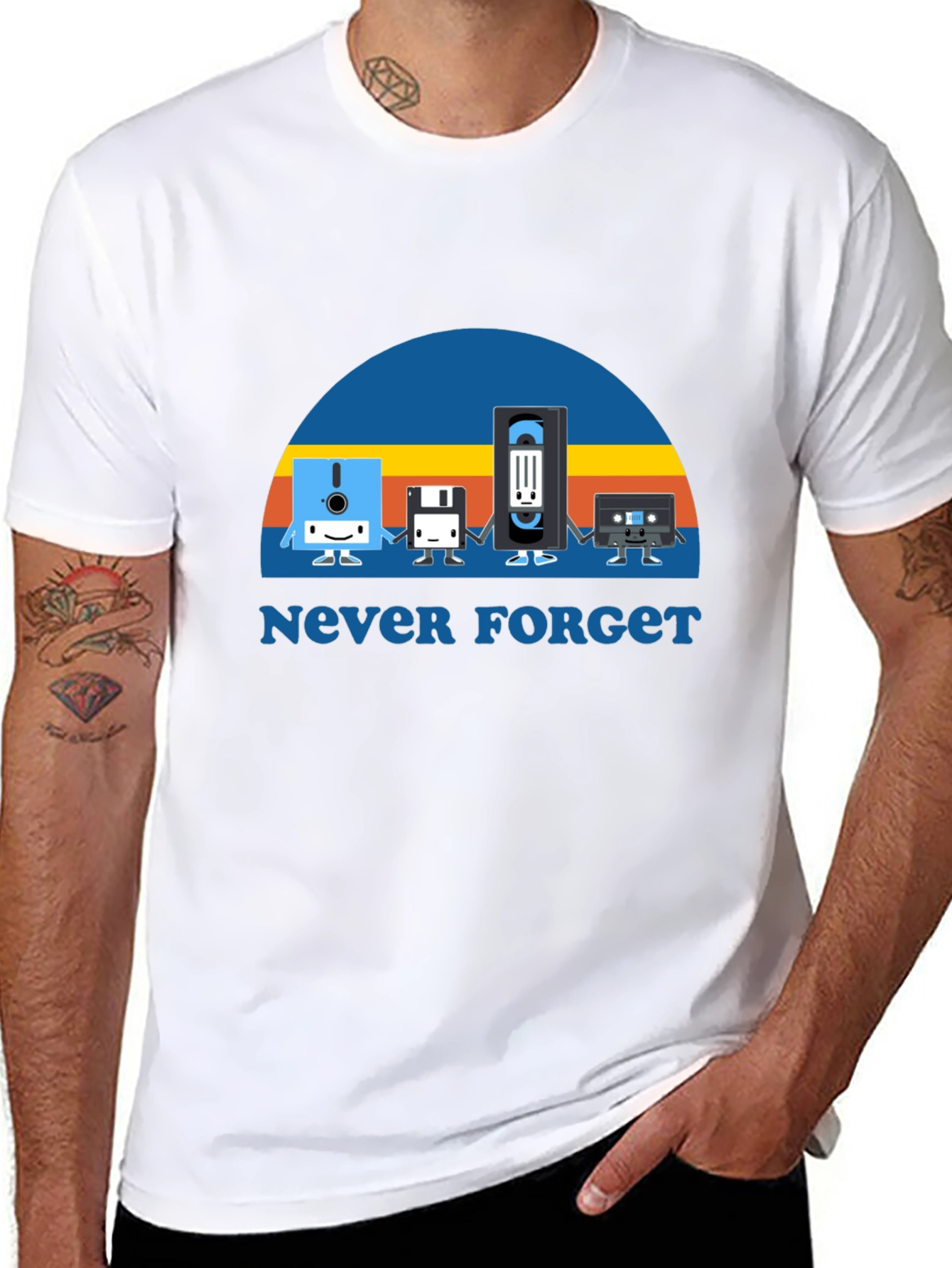 Never Forget Retro Tech Black T-Shirt