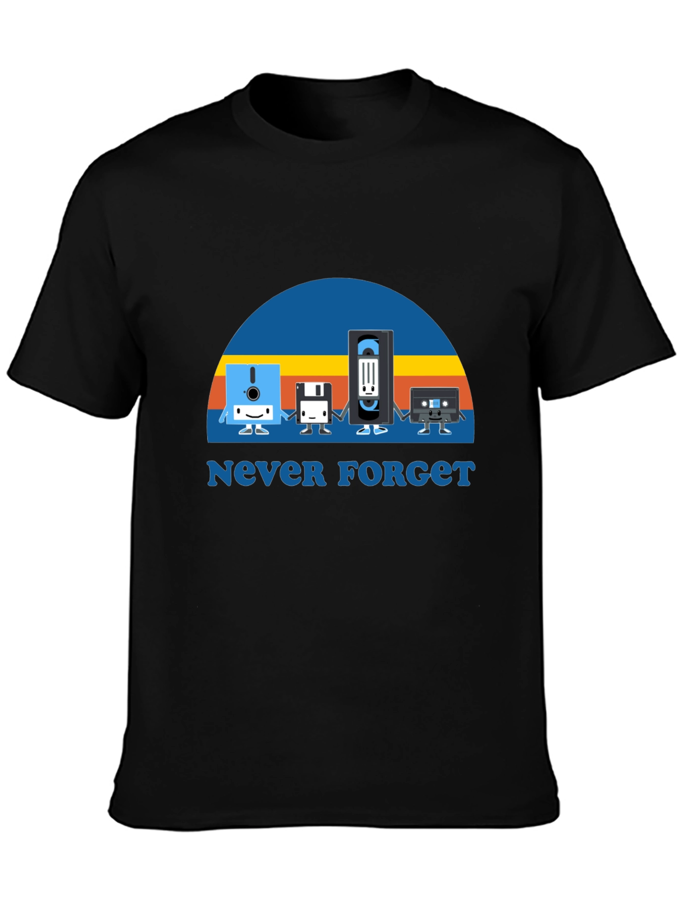 Never Forget Retro Tech Black T-Shirt