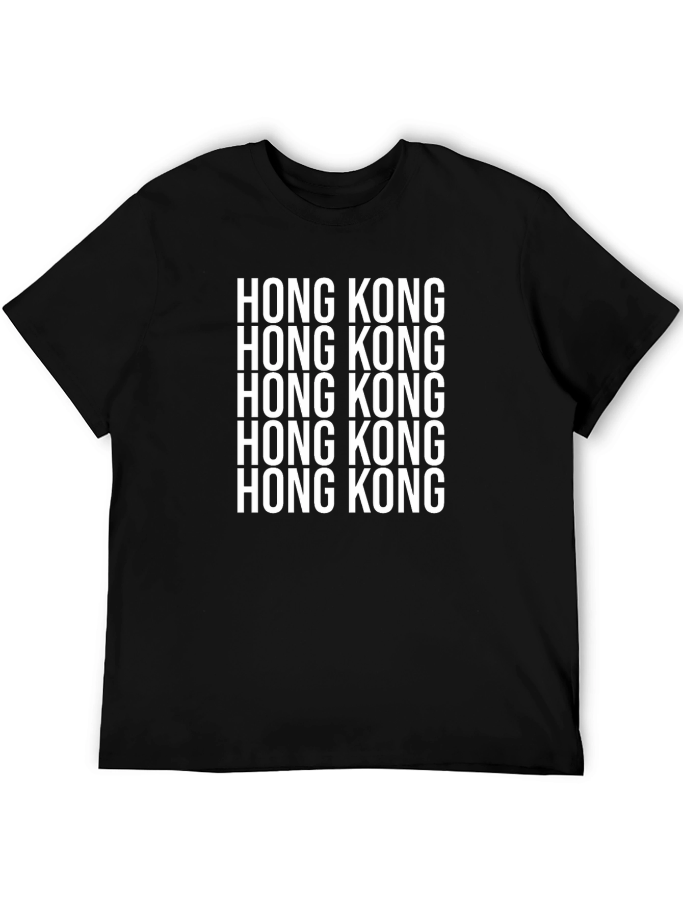 Hong Kong Text Graphic Black T-Shirt