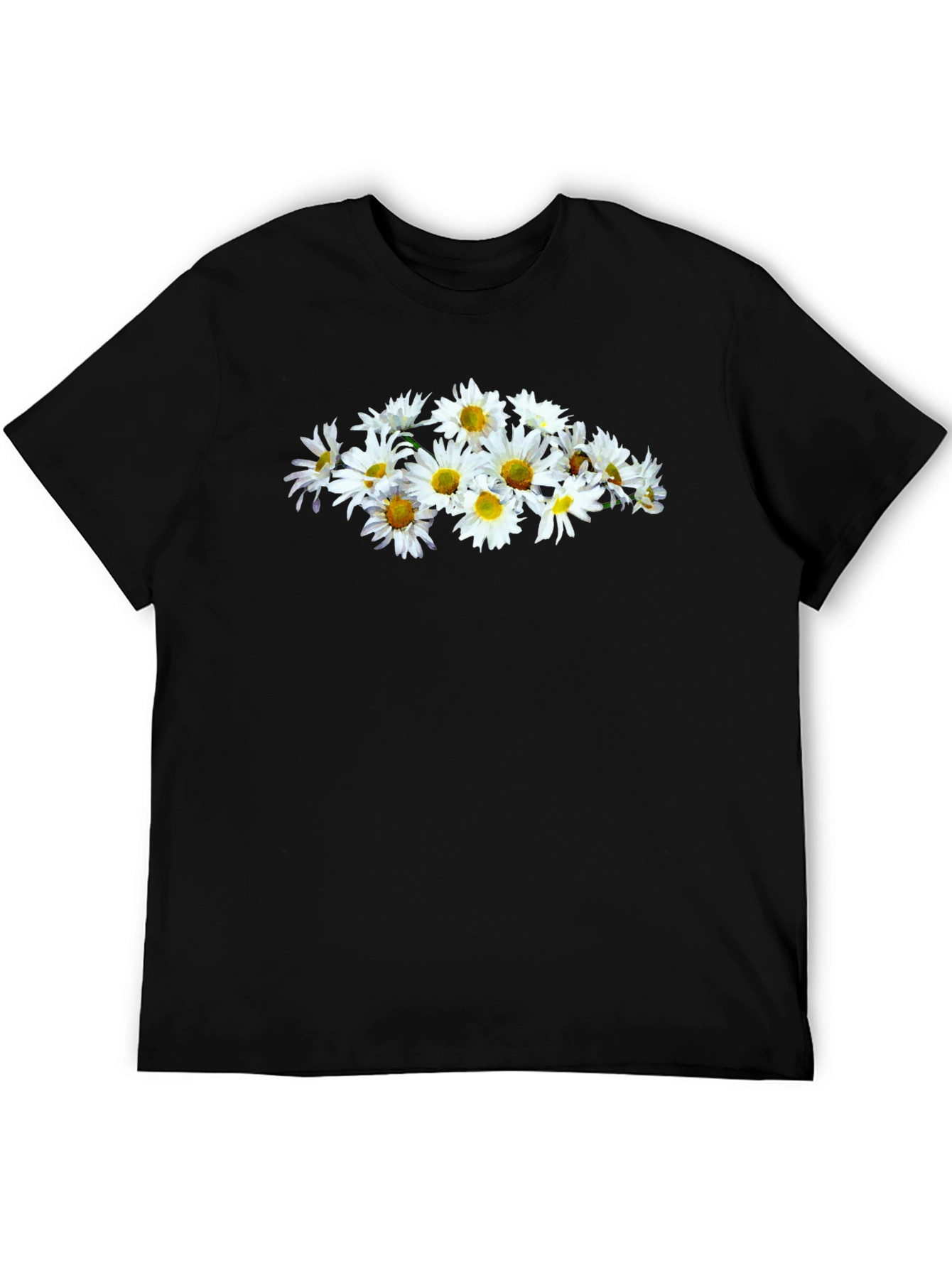 Daisy Flower Graphic Black T-Shirt