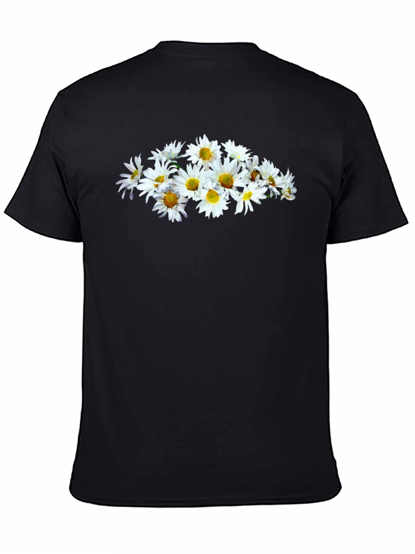 Daisy Flower Graphic Black T-Shirt