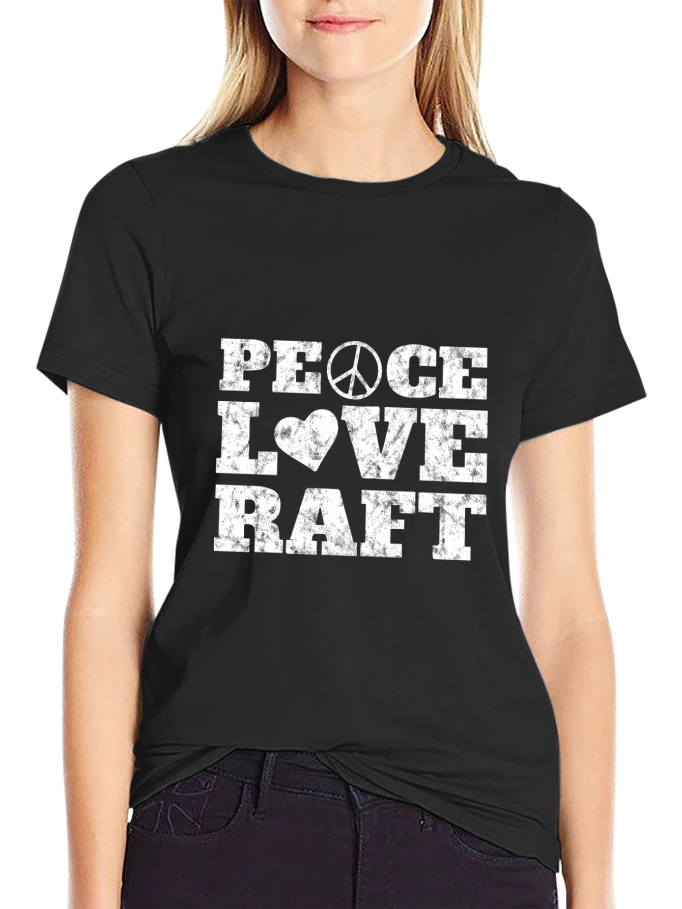 Peace Love Raft Black T-Shirt