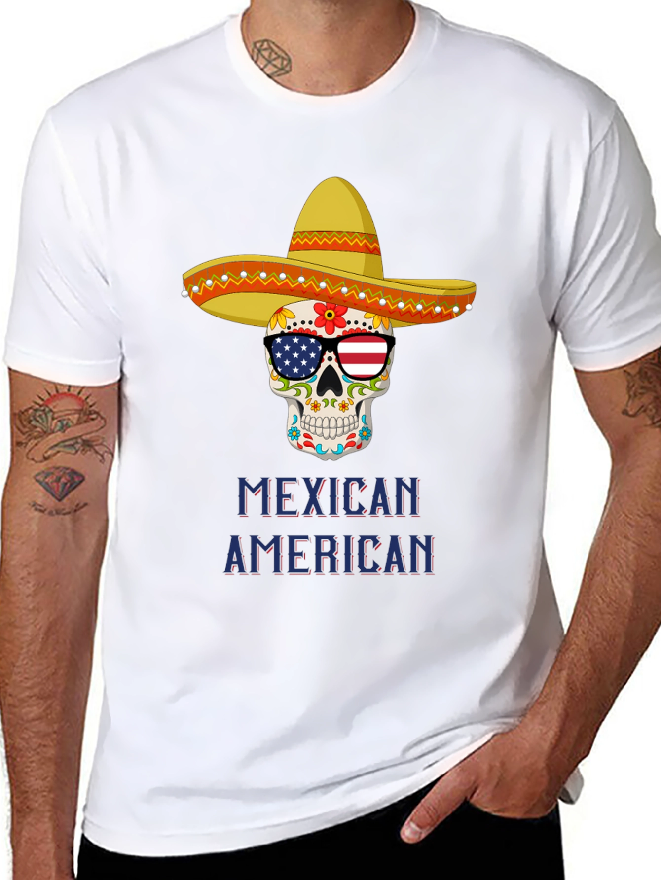 Mexican American Skull T-Shirt
