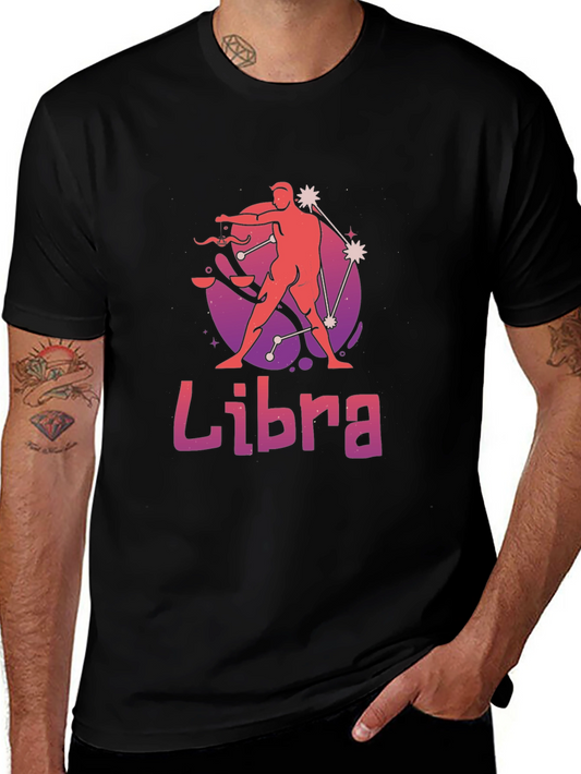 Libra Zodiac Graphic T-Shirt - Black
