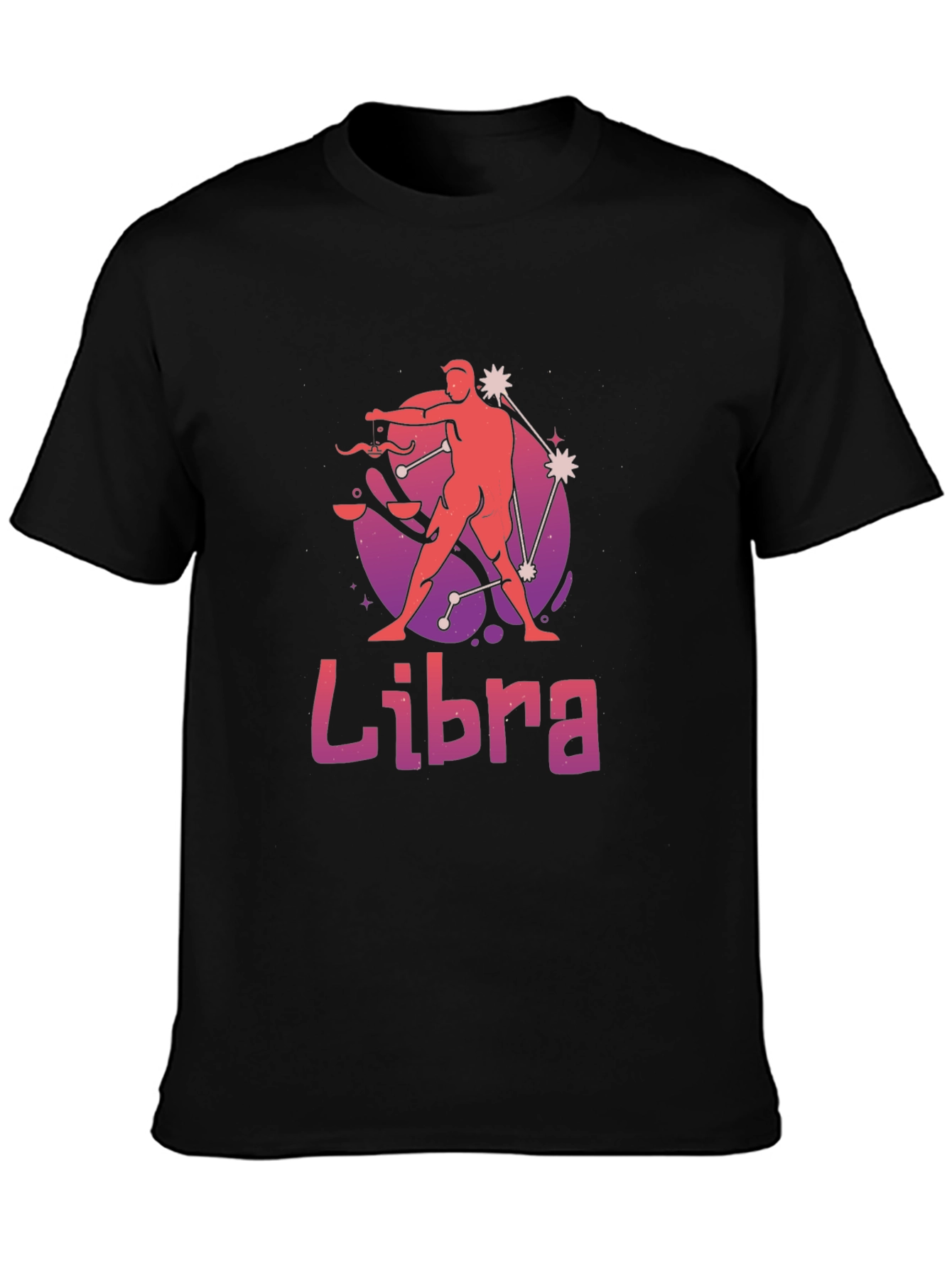 Libra Zodiac Graphic T-Shirt - Black