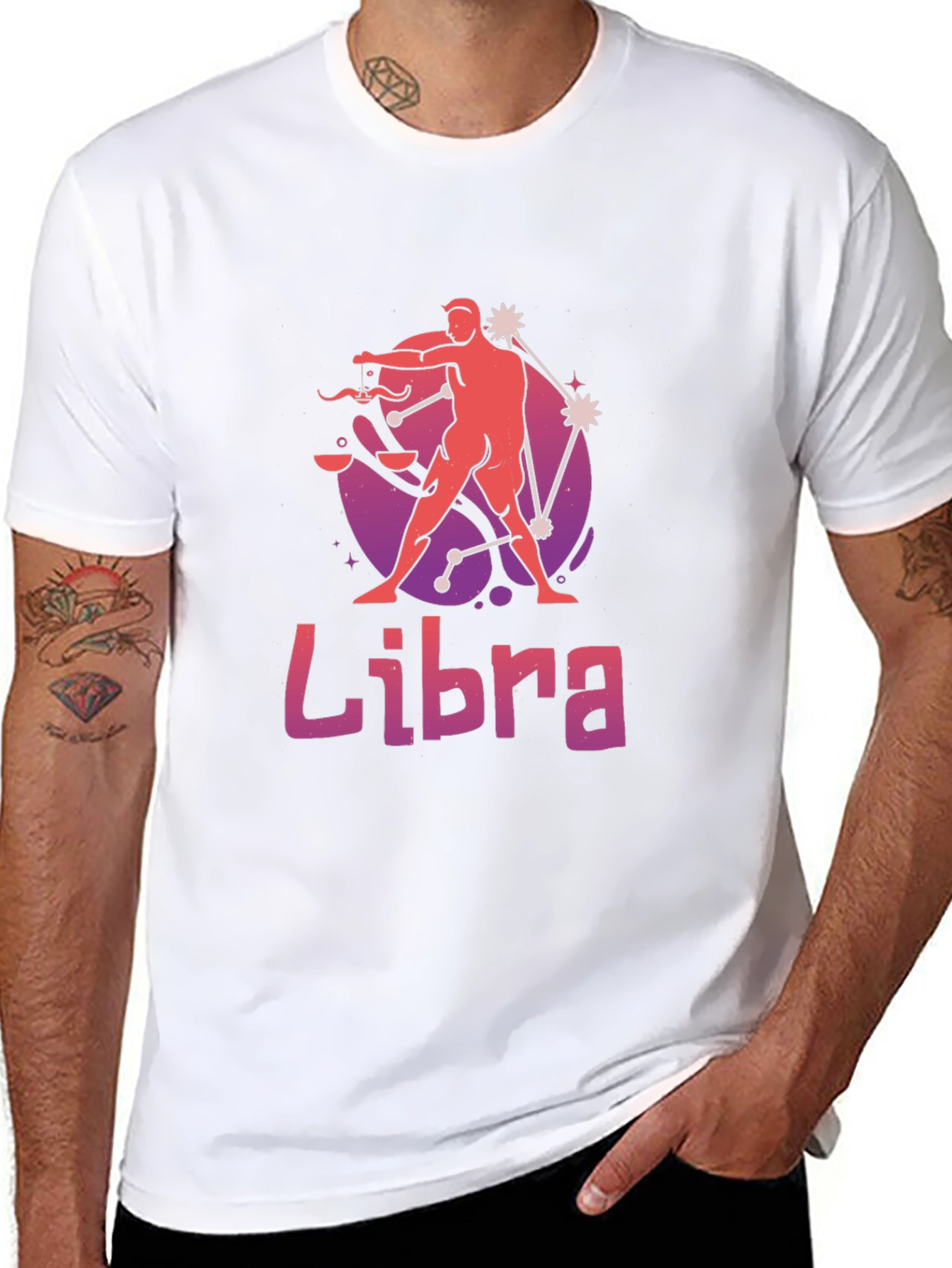 Libra Zodiac Graphic T-Shirt - Black