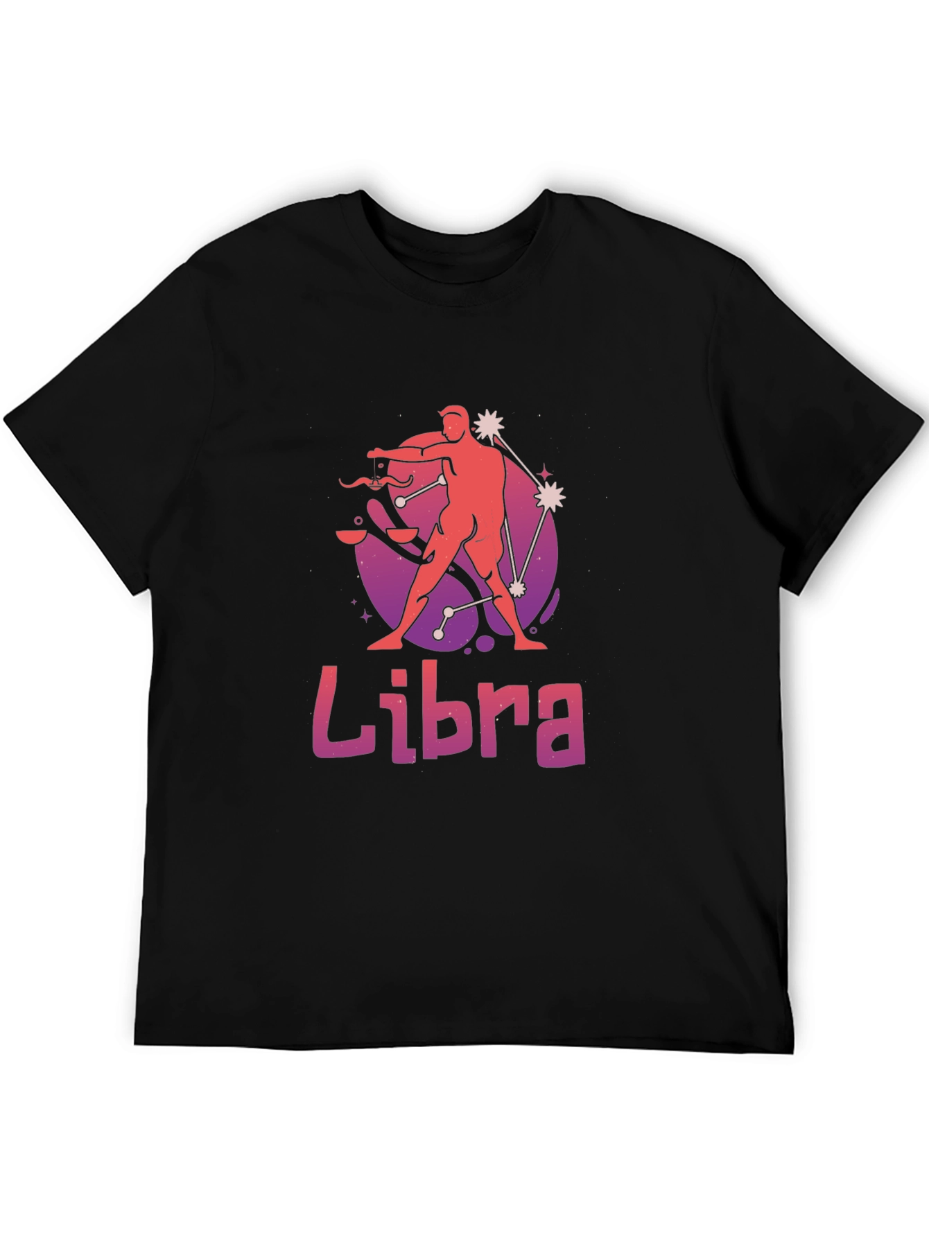Libra Zodiac Graphic T-Shirt - Black