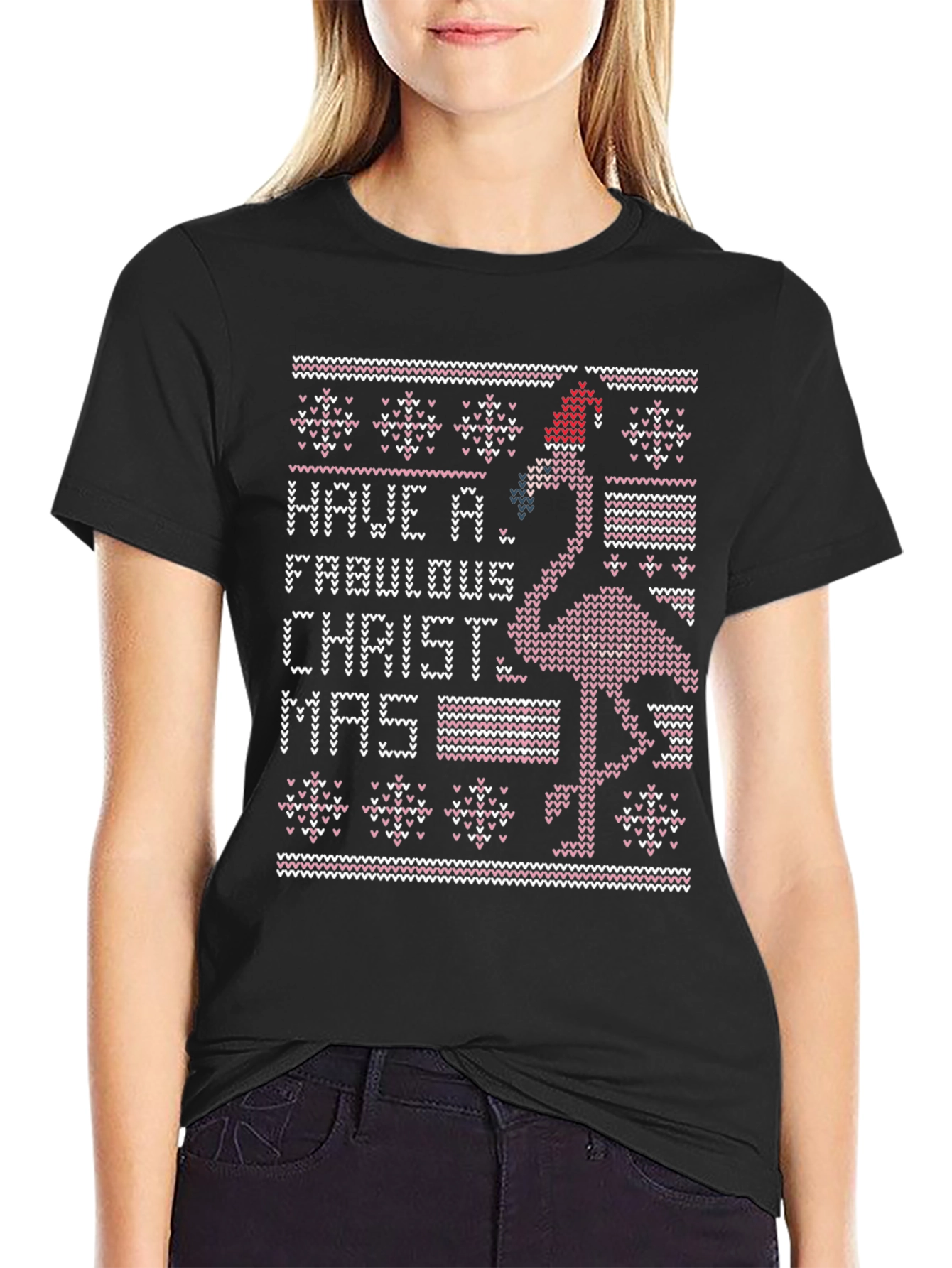 Christmas Flamingo Ugly Sweater T-Shirt