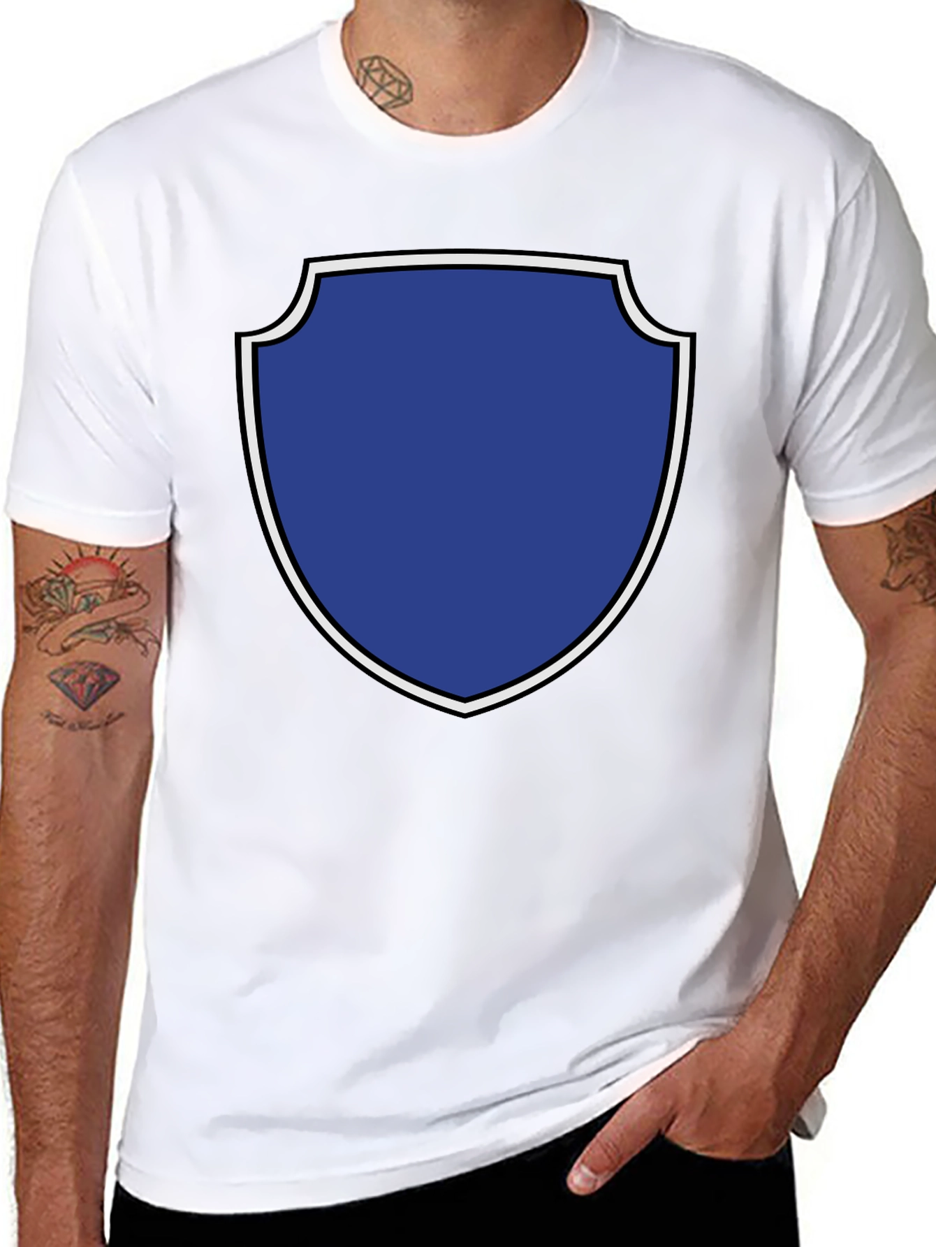 Graphic Tee: Blue Shield Black T-Shirt