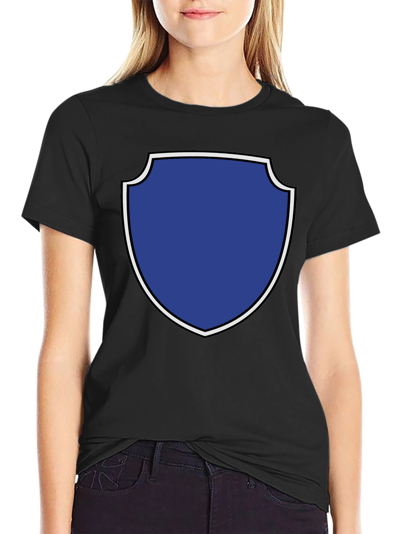 Graphic Tee: Blue Shield Black T-Shirt