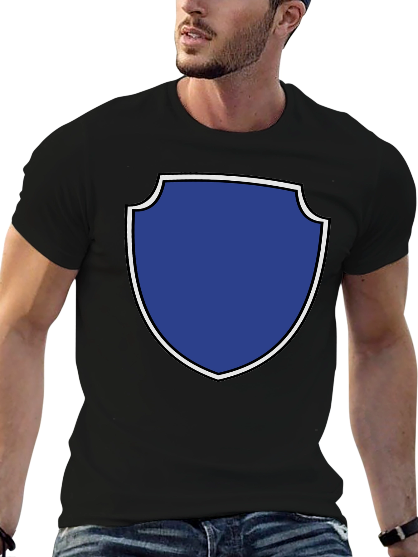 Graphic Tee: Blue Shield Black T-Shirt