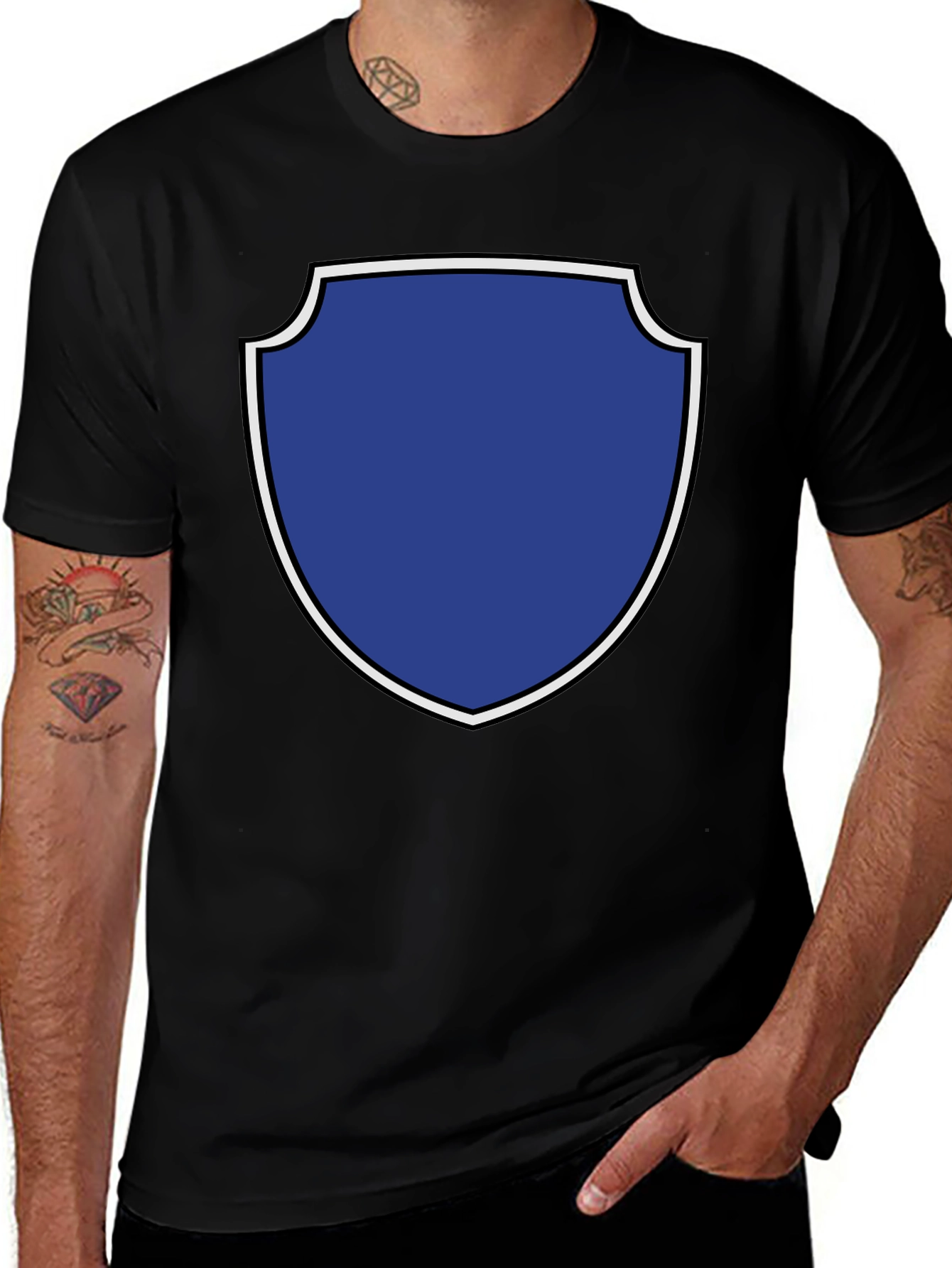 Graphic Tee: Blue Shield Black T-Shirt