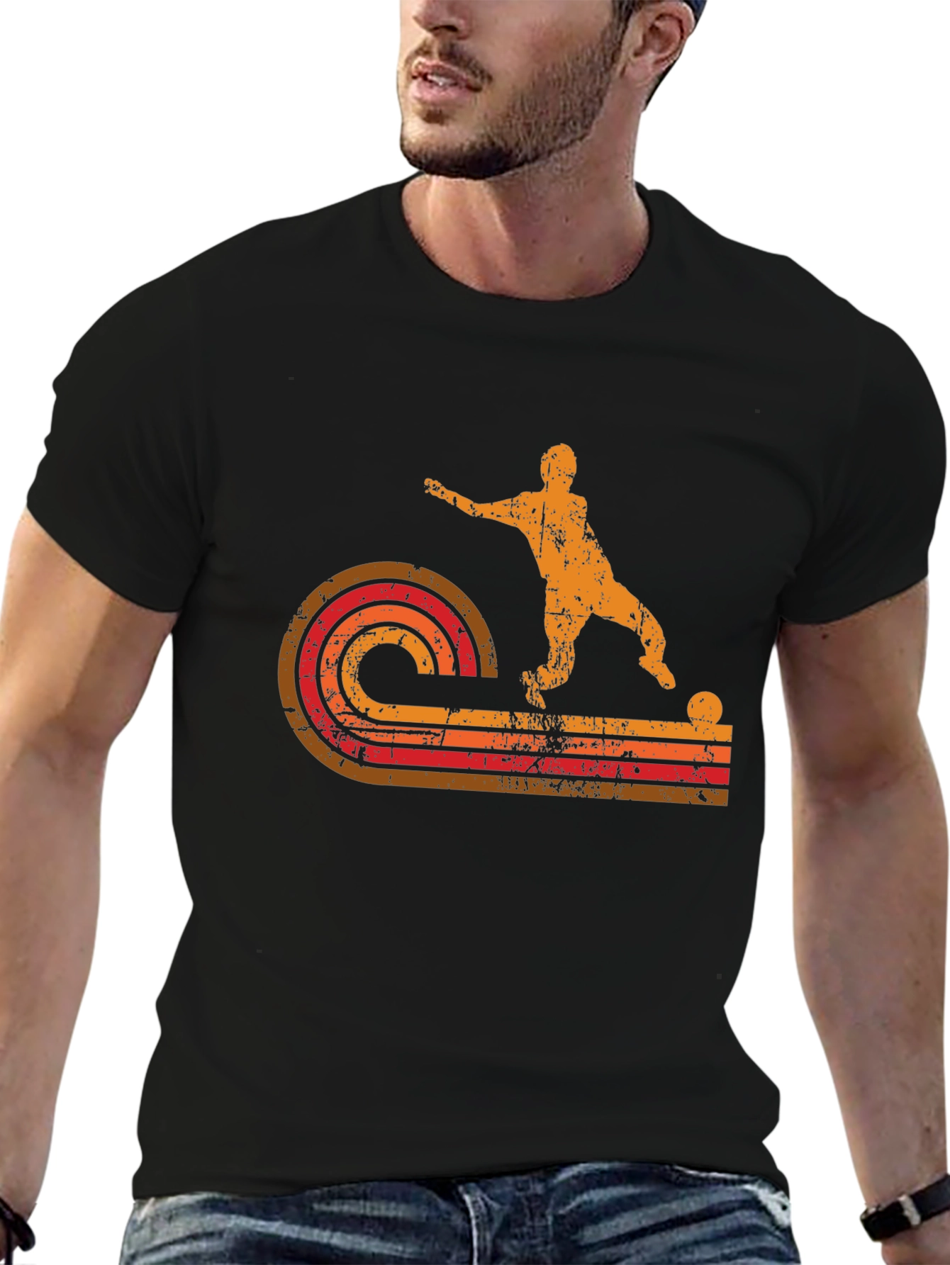 Retro Soccer Player Graphic T-Shirt