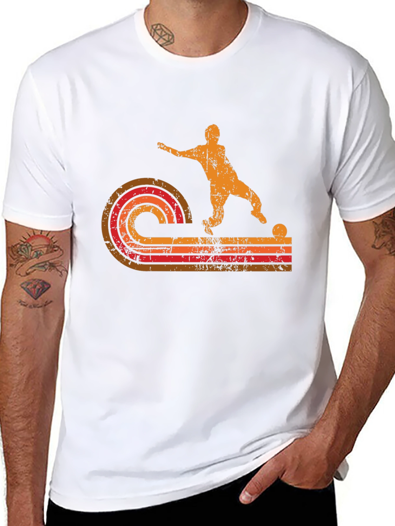 Retro Soccer Player Graphic T-Shirt