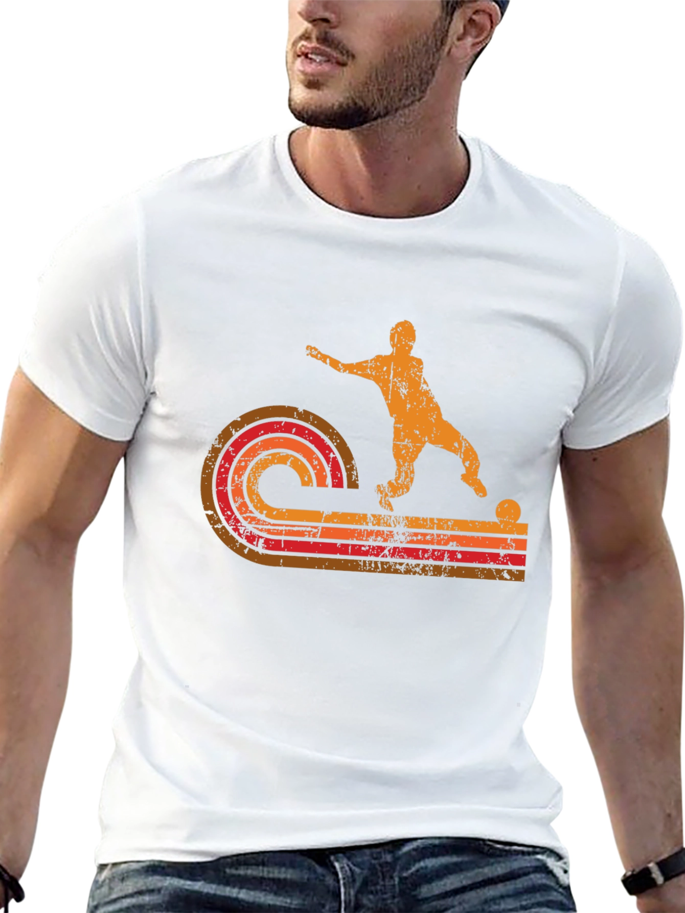 Retro Soccer Player Graphic T-Shirt