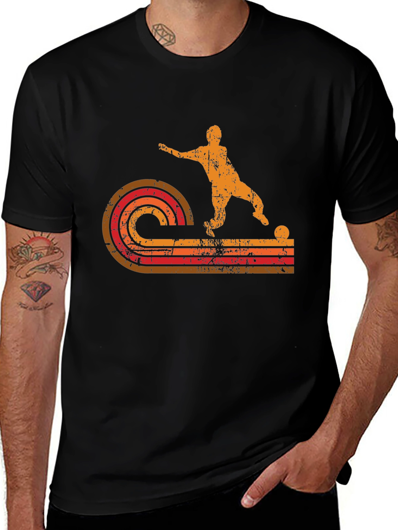 Retro Soccer Player Graphic T-Shirt