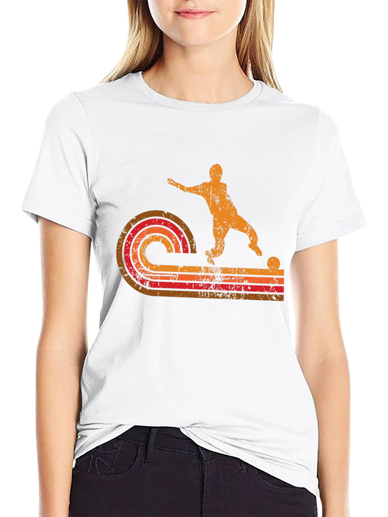 Retro Soccer Player Graphic T-Shirt