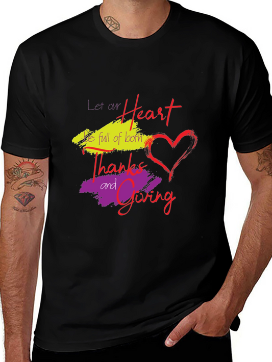 Thanksgiving Heart Graphic Tee - Black