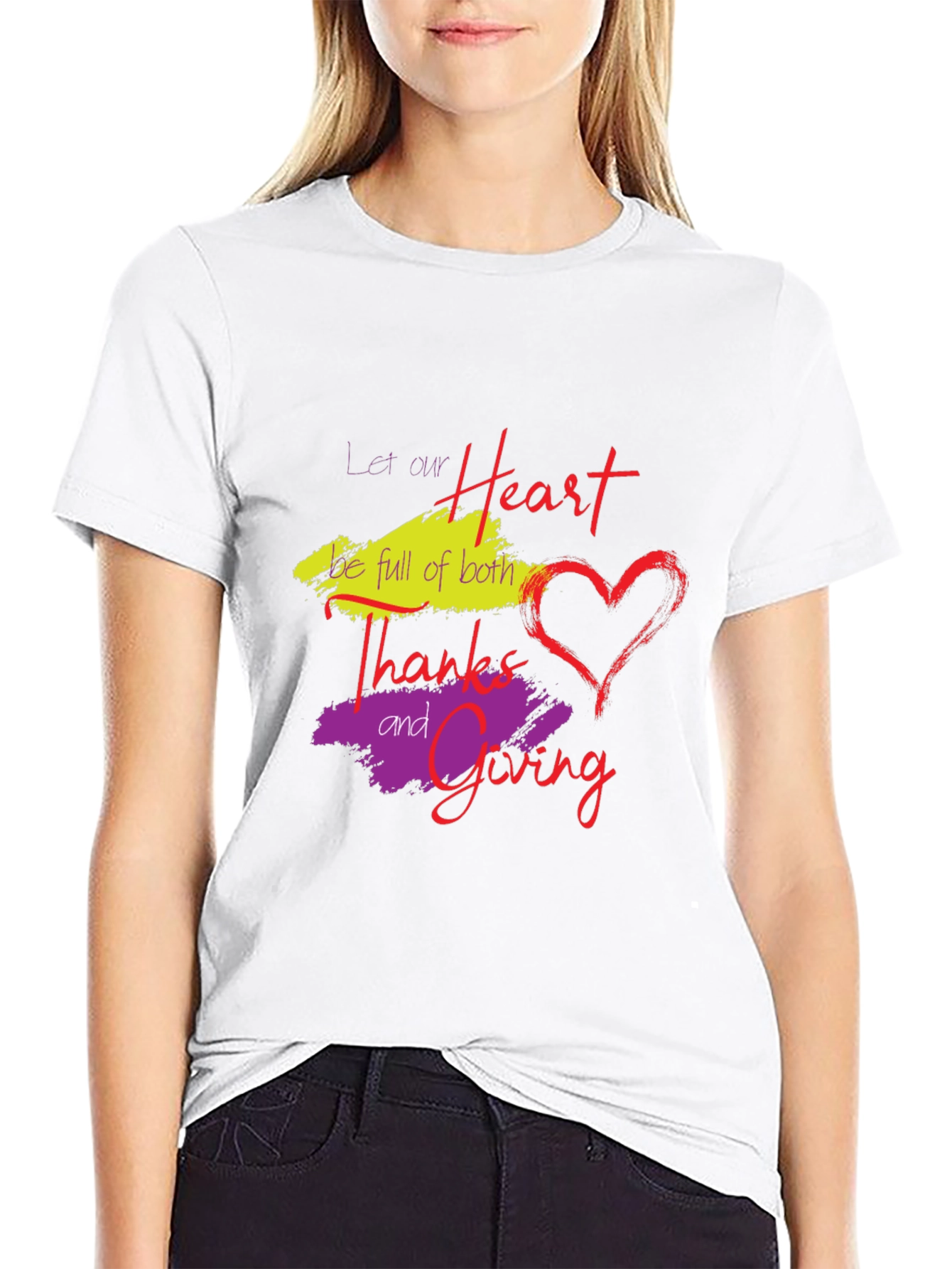 Thanksgiving Heart Graphic Tee - Black