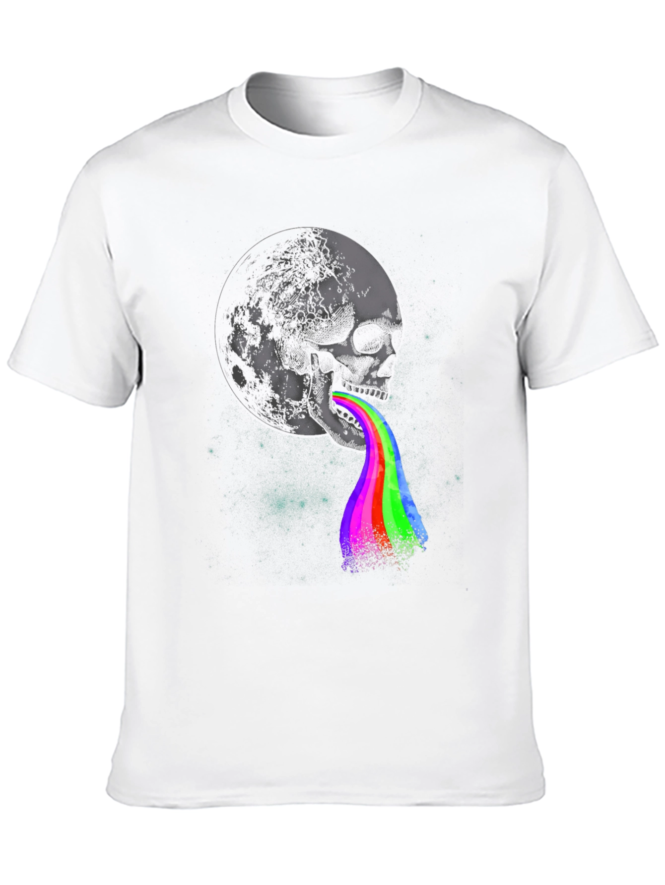 Moon Skull Rainbow Vomit Graphic Tee