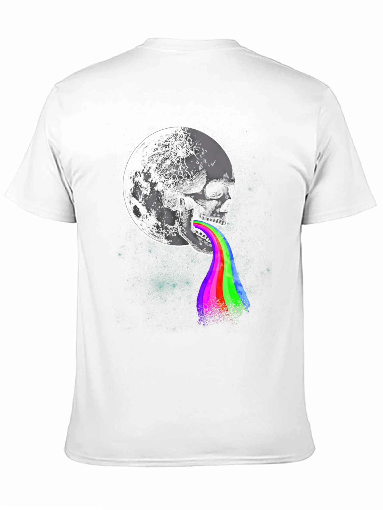 Moon Skull Rainbow Vomit Graphic Tee