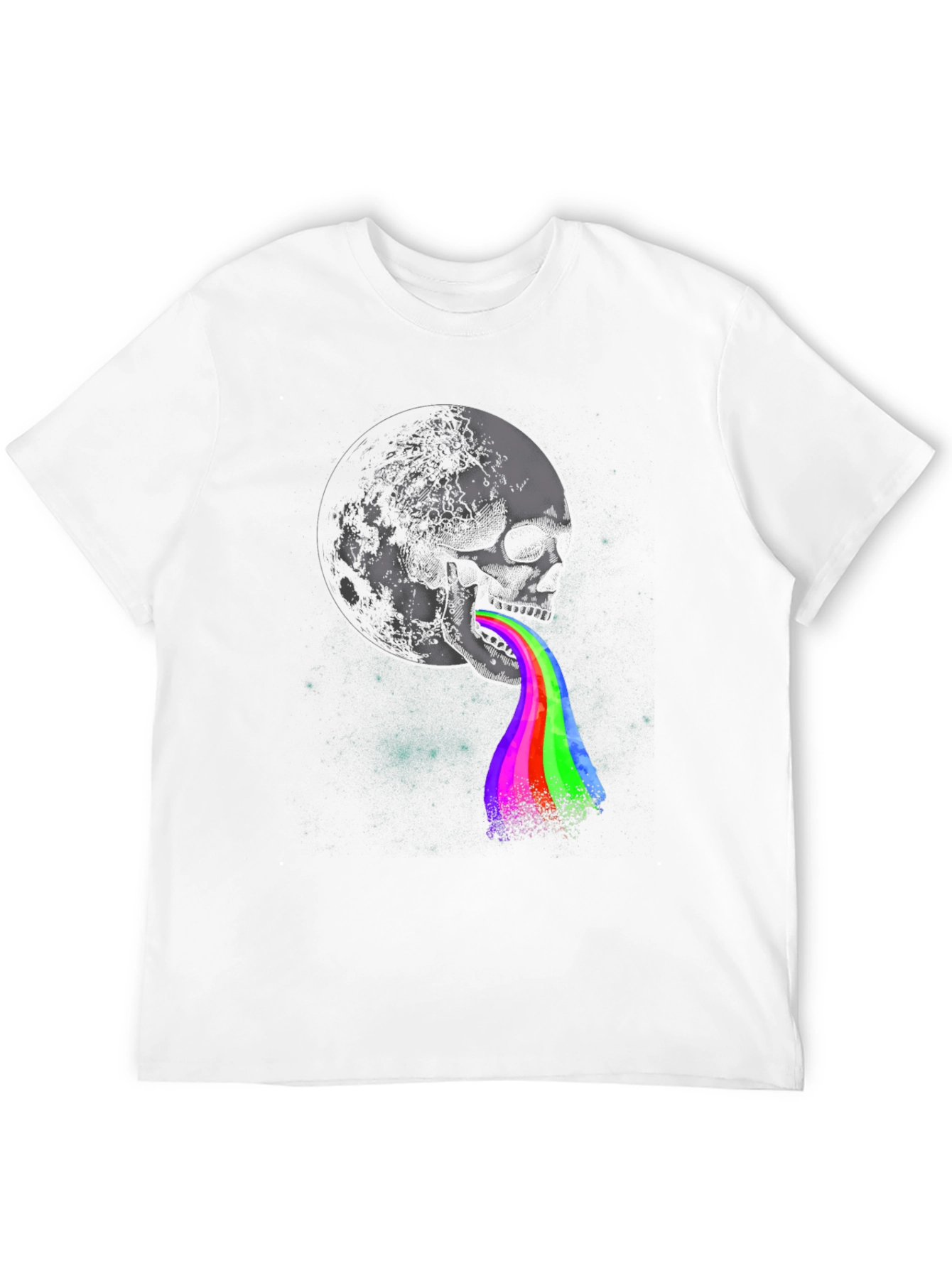 Moon Skull Rainbow Vomit Graphic Tee