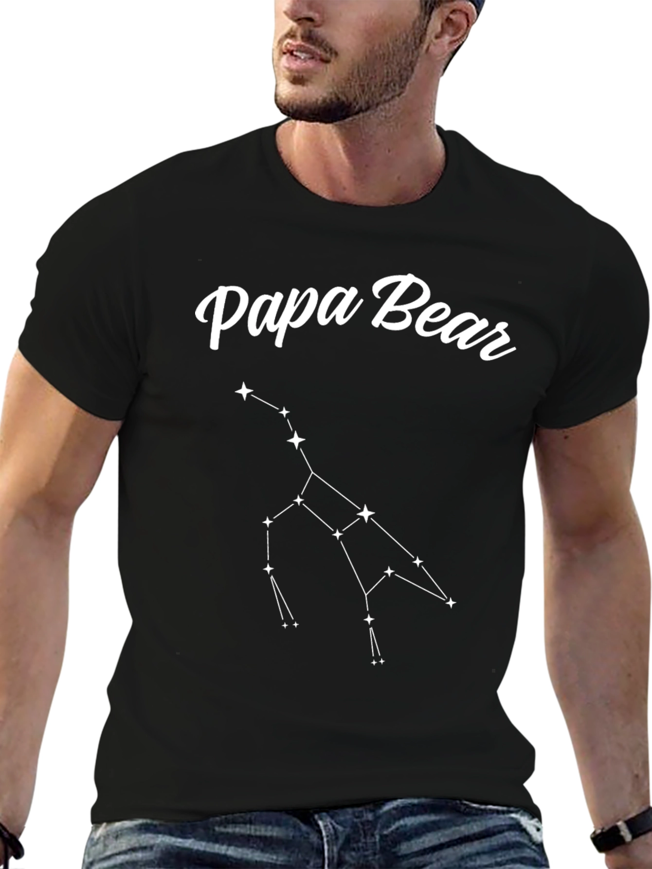 Papa Bear Constellation Graphic Tee - Black T-Shirt